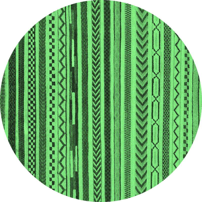 Washable Geometric Indoor Rug, Round 8'