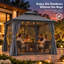 Gazebo de terrasse en acier à double toit souple de 3 m x 3 m-136324534