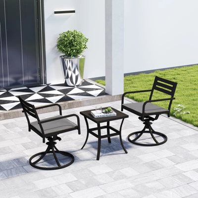 Ensembles de salle à manger de patio peu encombrants, ensemble pivotant moderne en métal pour les petits patios