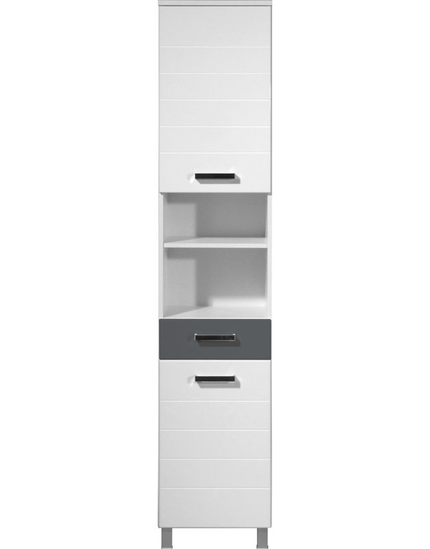 Elegance Linen Cabinet, White/Basalt grey