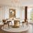 Modern 59" Sintered Stone Round Dining Table With Gold Stainless Steel Pedestal For 6 People