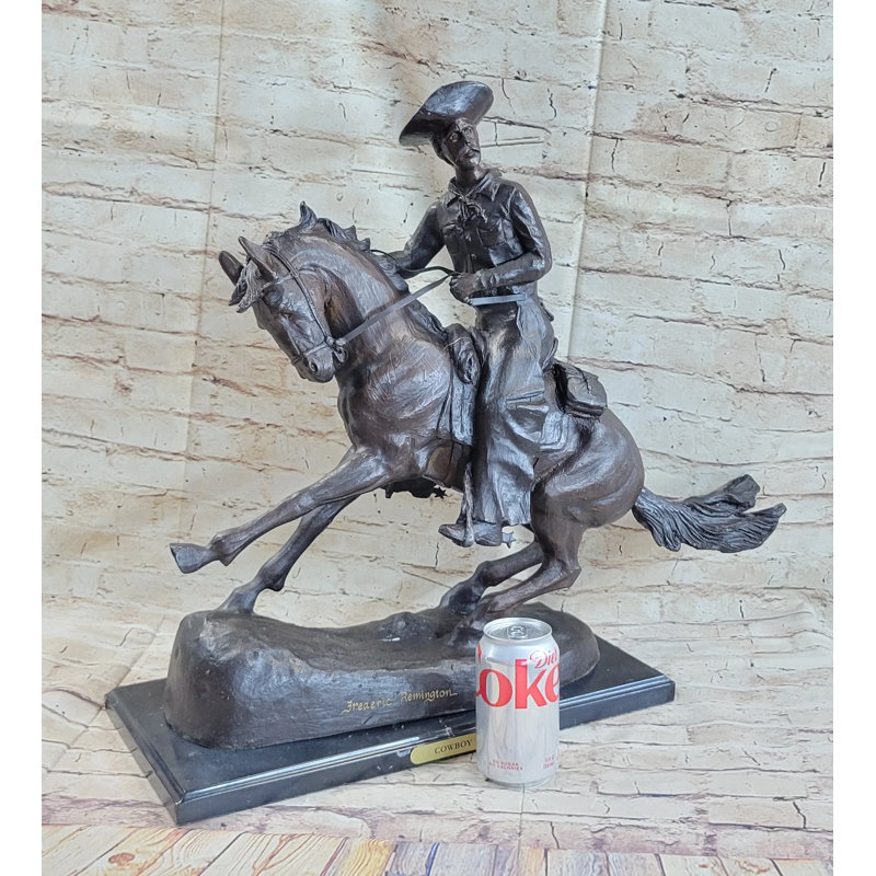Statue de rodéo à cheval Cowboy de l'Ouest Larrick Frederic Remington