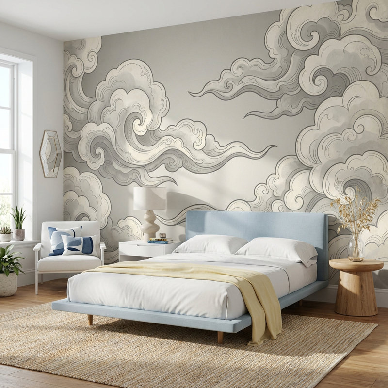 Papier peint amovible chinois Griserie, Non tissé non collé, 200 po x 120 po