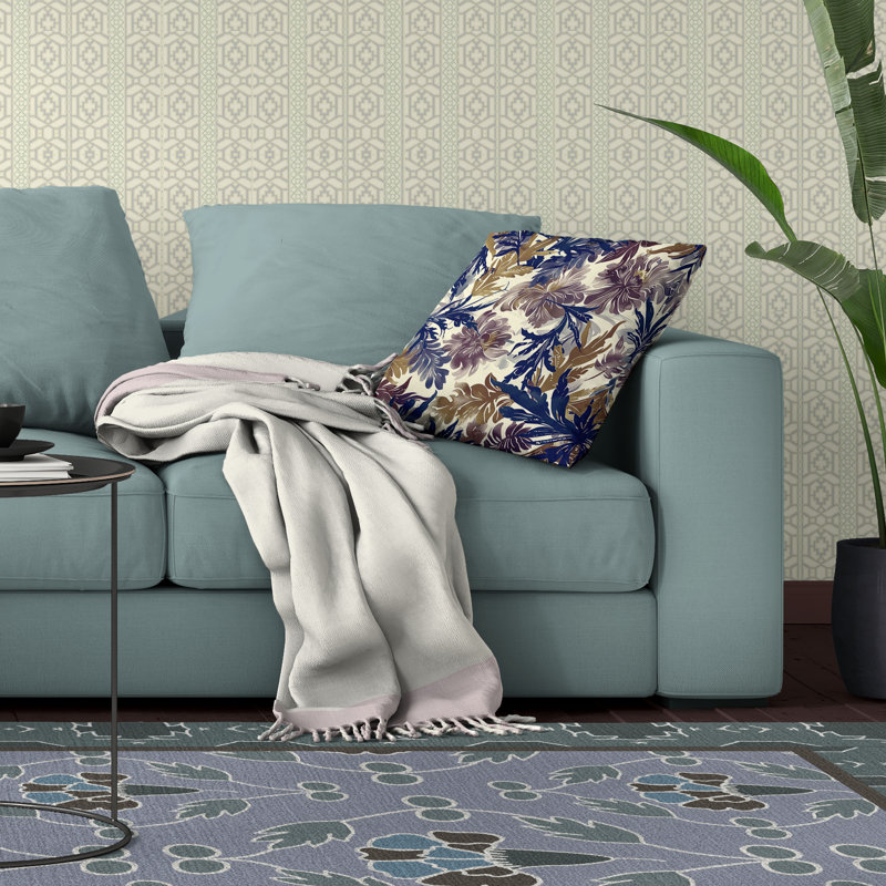 Coussin Serendipity, H 26 po x l 26 po, Bleu / Crème