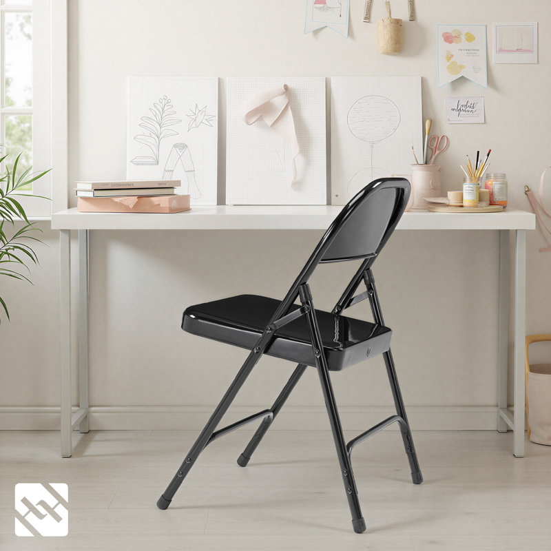 Bernadine Metal Round-Backed Folding Chair, Black