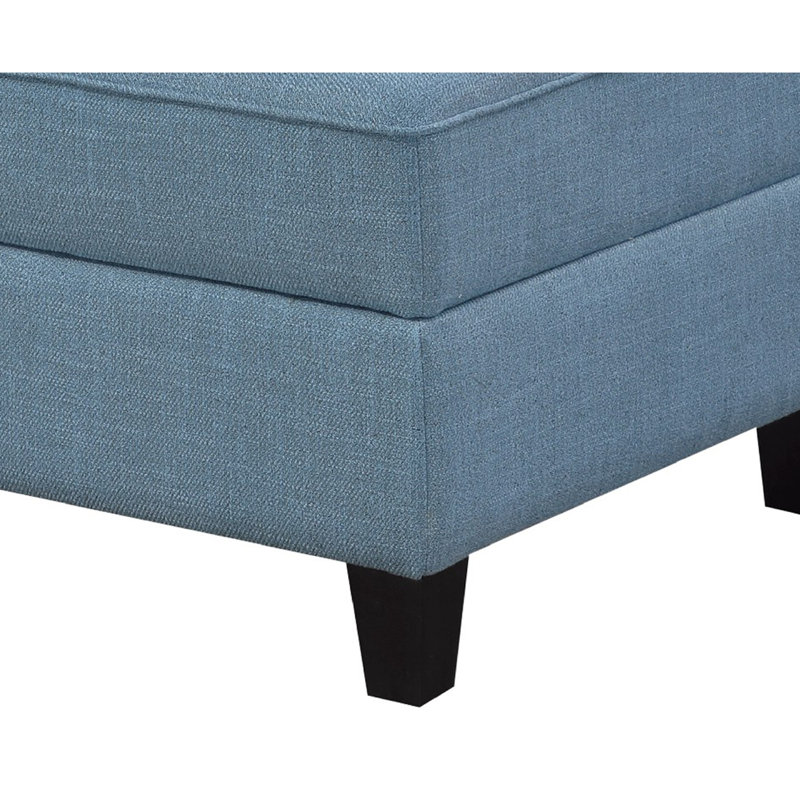 Gey Modular Storage Ottoman, Tufted Cushion, Blue Upholstery 26 Inch