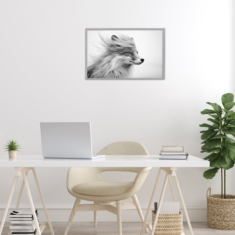 Giclée encadrée de renard Easy Breezy, design par Tina LeCour, H 12 po x l 18 po, Estampe numérique Farmhouse
