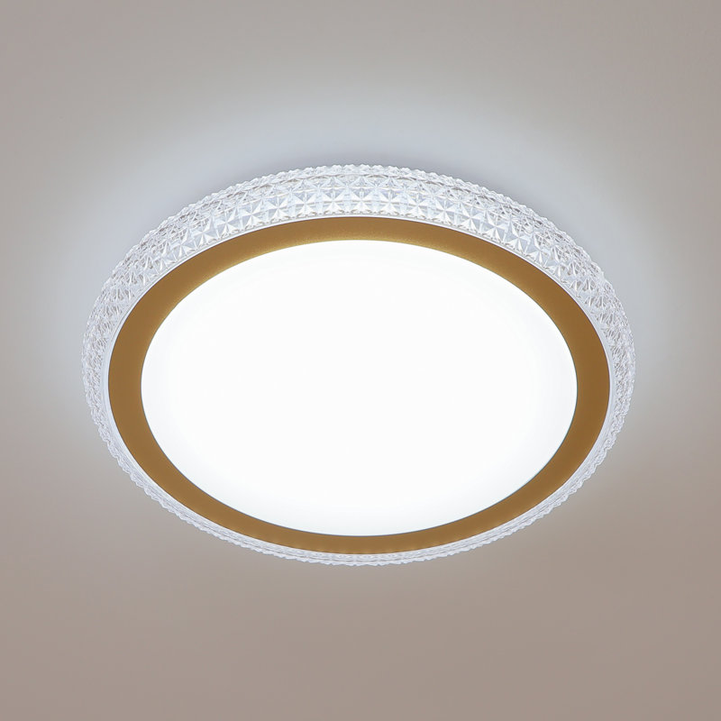 Philisha 16-inch Round LED Flush Mount Ceiling Light with Crystal-like Decorative Ring, 3CCT (3000K/4000K/5000K)