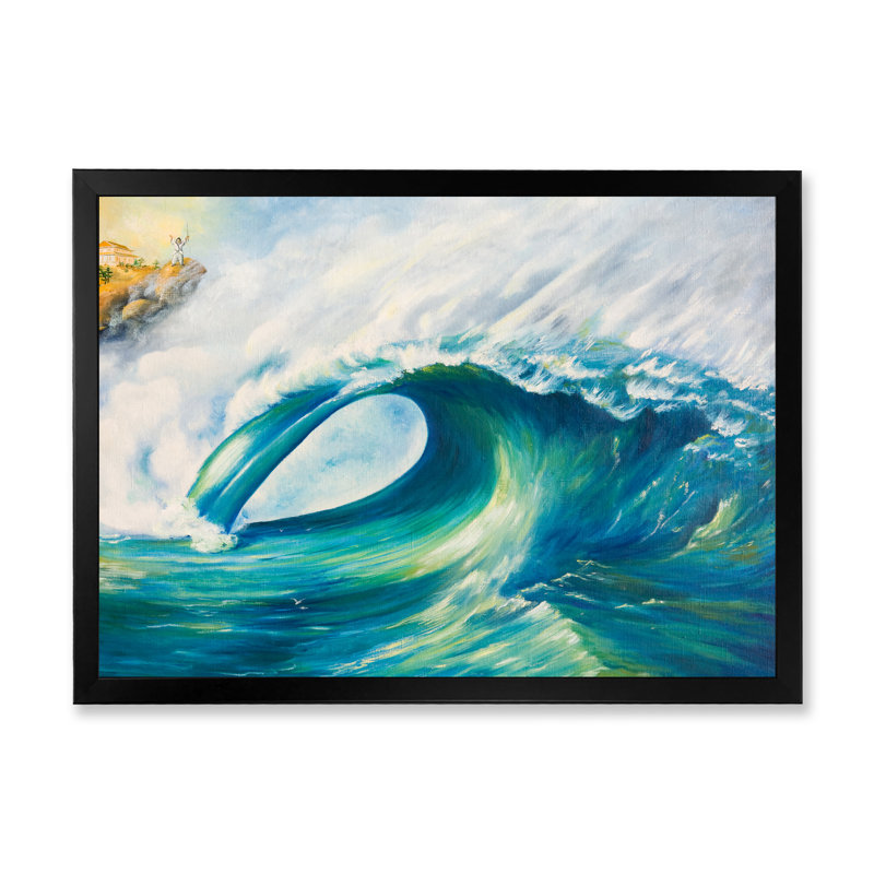 Tsunami - reproduction sur toile, Cadre d'angle fermé noir, H 8 po x l 12 po x P 1 po