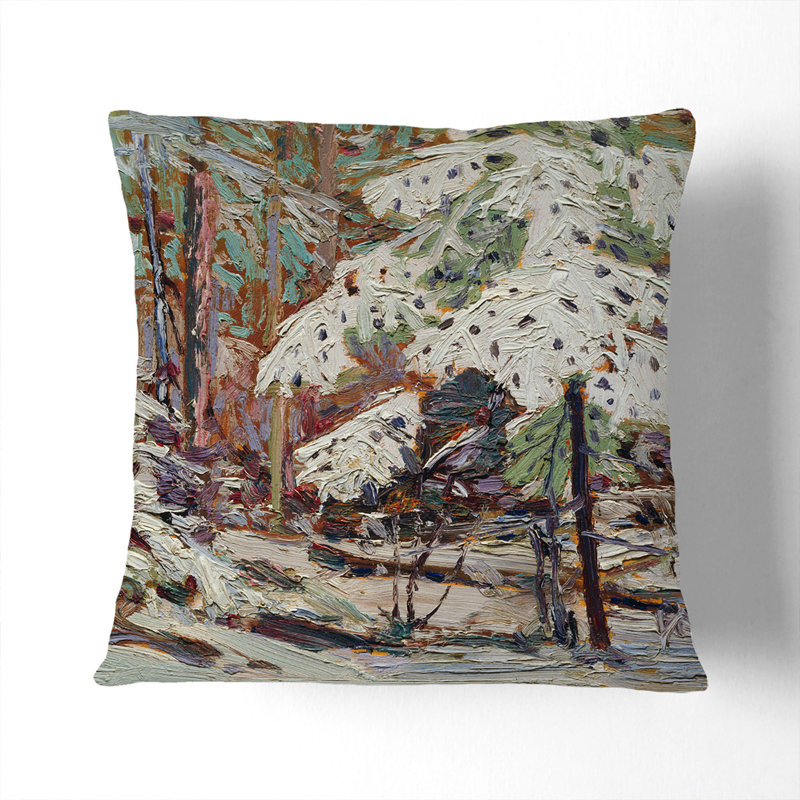 Snow in the Woods Scatter Cushion, 40cm H x 40cm W x 15cm D, Stone