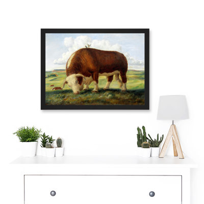 Curry Ajax Hereford Bull Cow Birds 1 Piece Single Picture Frame Wall Art