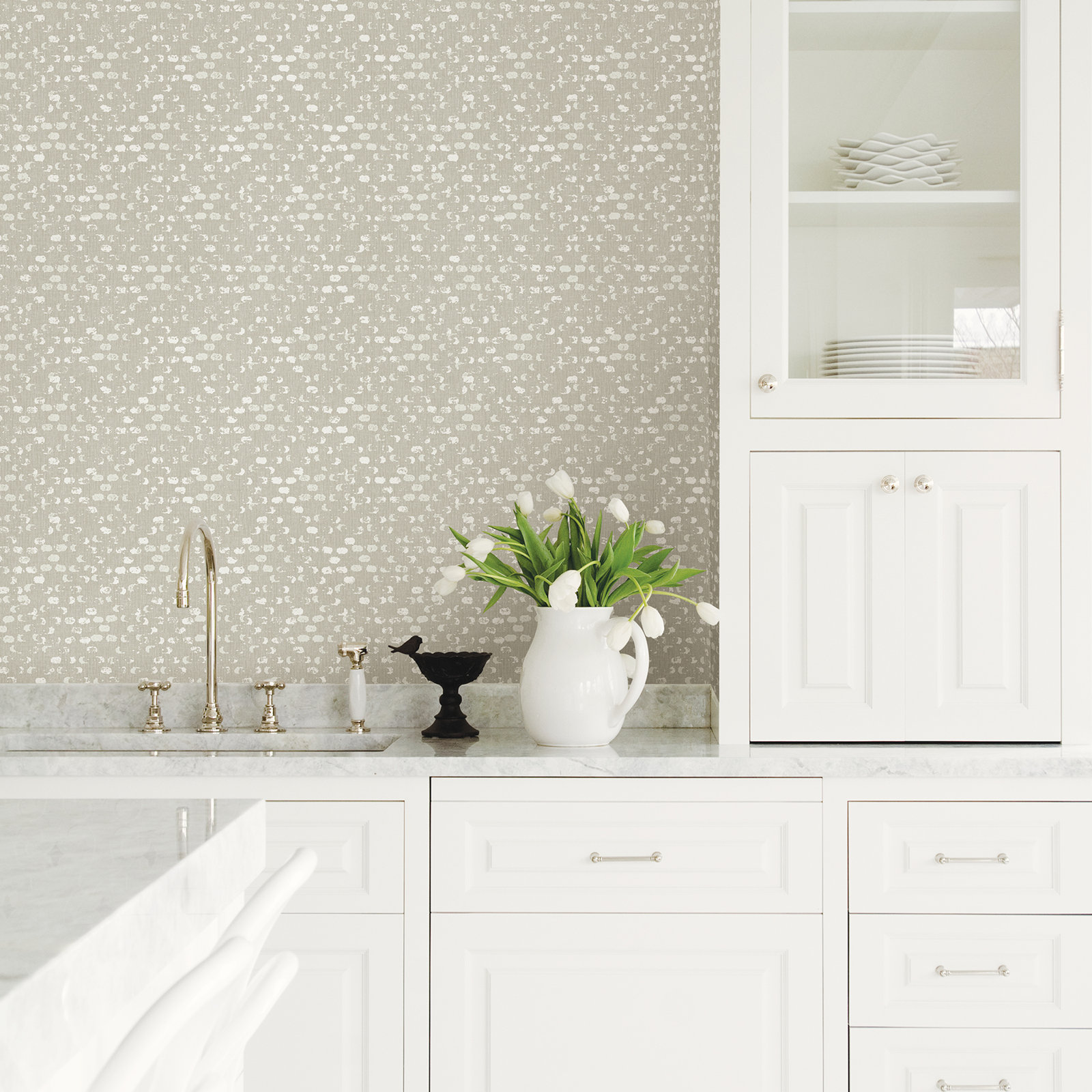 Modern Geometric Wallpaper, Bone