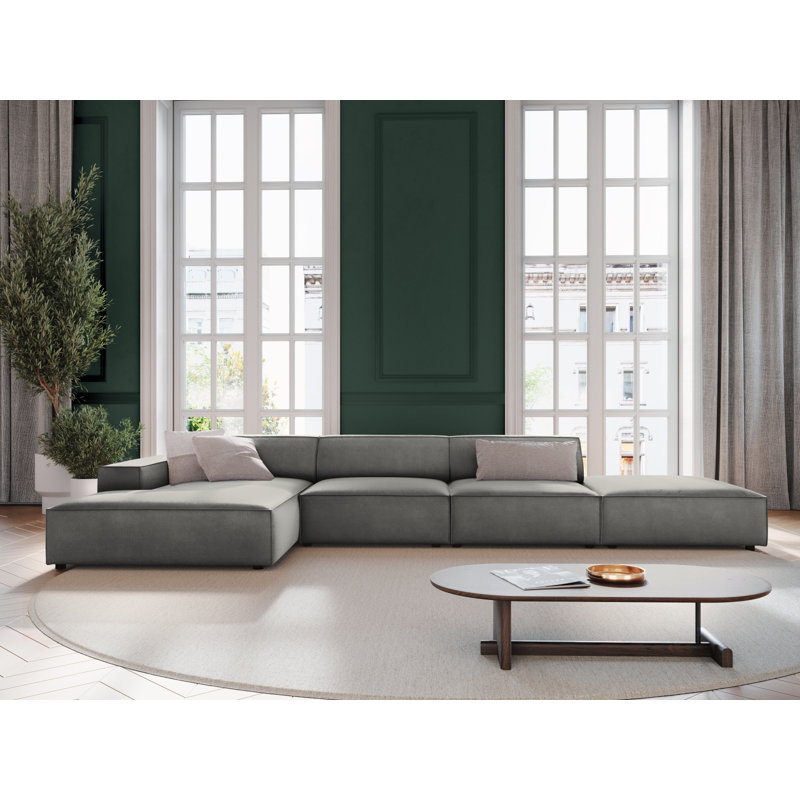 Jodie 5 Seater Corner Sofa, Grey, Left Hand Facing