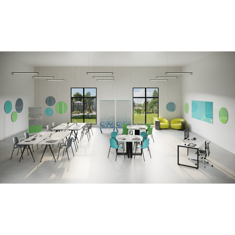Panneau de verre circulaire à profil bas Ghent Coda, 24 po x 24 po, Denim