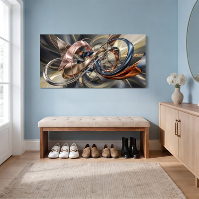 Abstrait tourbillons métalliques, reproduction d'art sur toile tendue sur toile, ensemble de 1