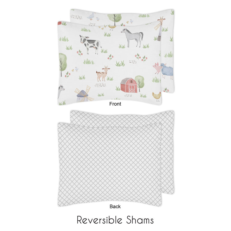 Gray Microfiber Full Kids Farm Animal Bedding Set