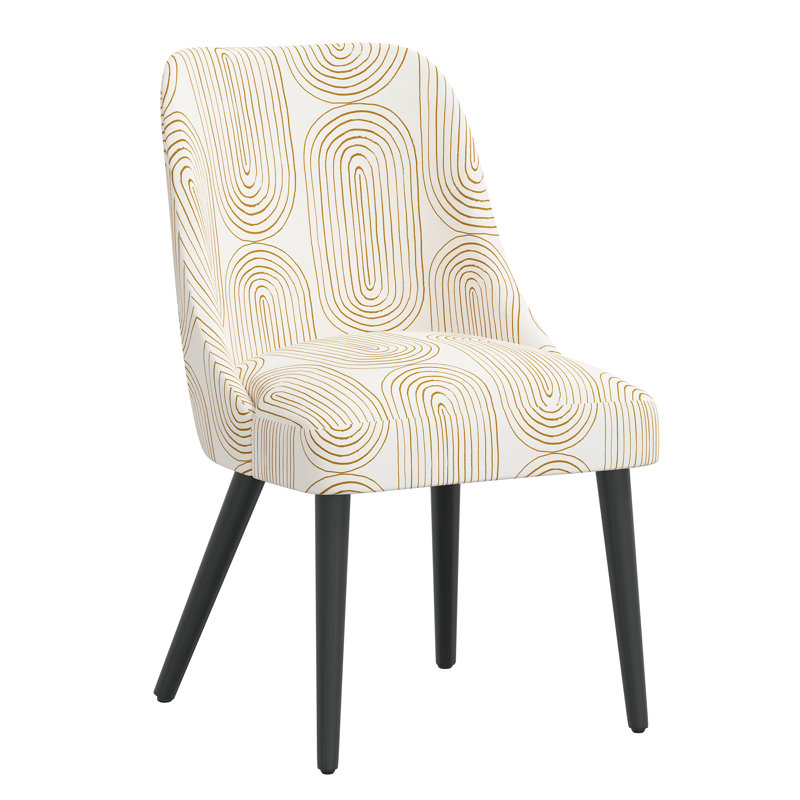 Chaise en bois massif Lozelle, Bois noir, Mélange de polyester gris