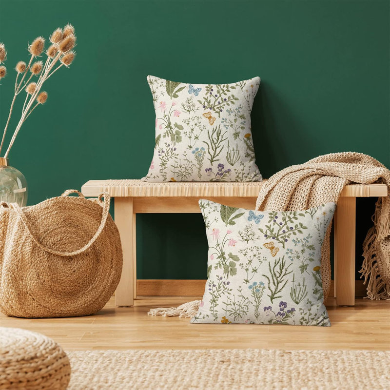 Coussin Society6 Floral and Birds III, Blanc