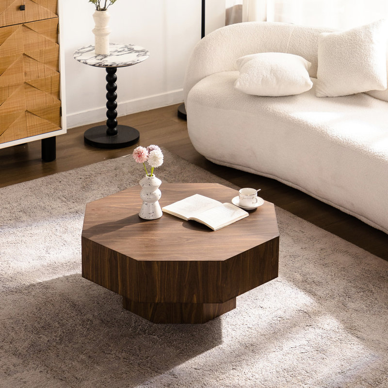 Table basse de 30,27 pouces pour le bureau, rangement ouvert, bords lisses, coin brun noyer - en forme de finition, construction, montée rapide