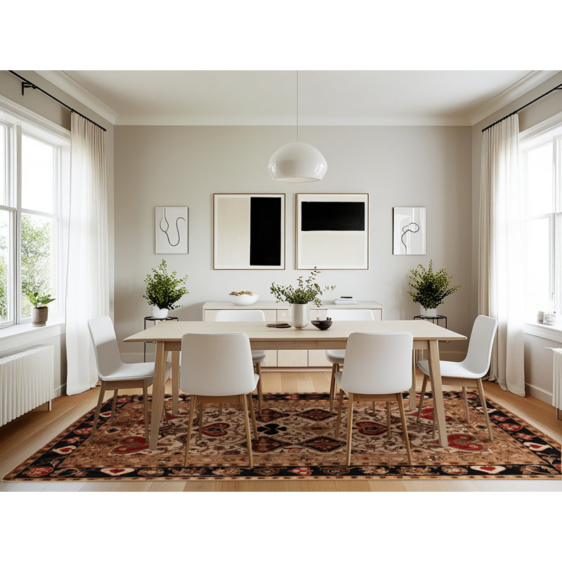 Tapis brun français lavable à la machine, Rectangle 7 pi x 10 pi