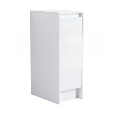 12" Freestanding Bathroom Storage Cabinet, Soft Close Doors, Glossy White,(KD-Packing)