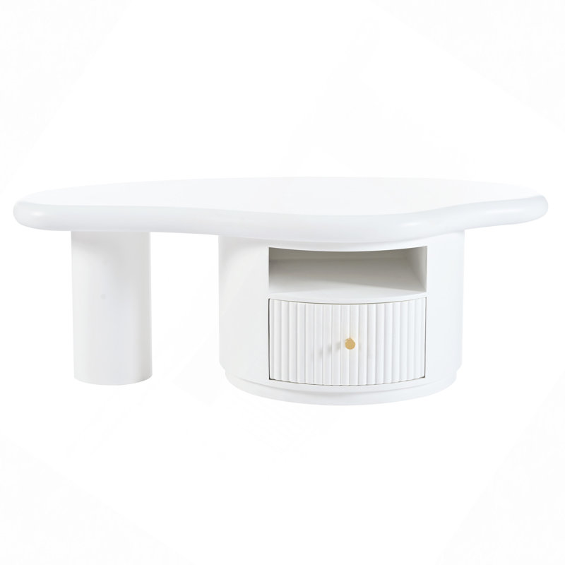 Cloud Coffee Table, Irregular Shape Coffee Table With 1 Dreawer And Shelf For Living Room