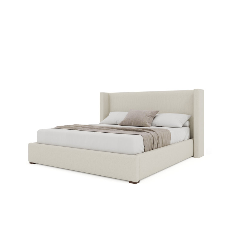 Vegan Leather Wingback Bed, California King, Off White
