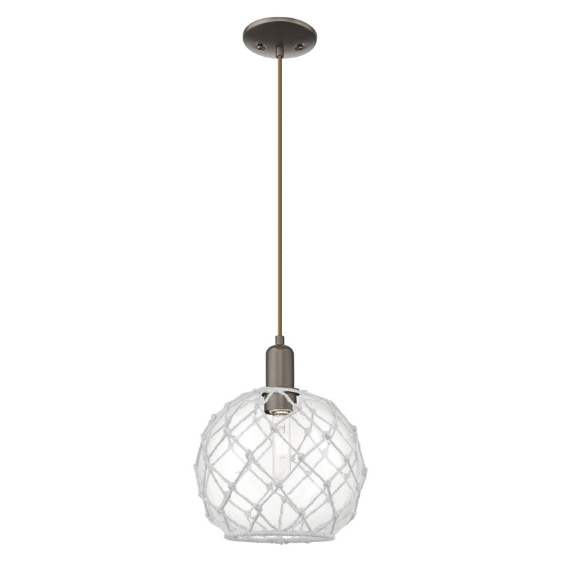 Arcadia - Ametra - Mini-luminaire suspendu à cordon 1 lumière 10 po, H 12,83 po x l 10 po x P 10 po, Bronze frotté à l'huile