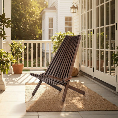 Jahvion Eucalyptus Wooden Folding Portable Adirondack Chair, Weather Resistant, No Assembly by Red Barrel Studio