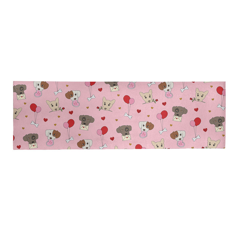 Tapis rose/rouge/gris fait main, Tapis de couloir 2 pi x 8 pi