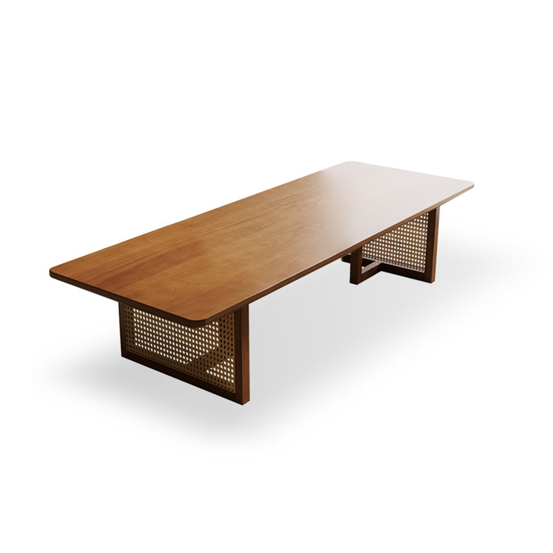 Brown Rectangular Solid Wood Coffee Tables, 13.78" H x 55.12" L x 23.62" W