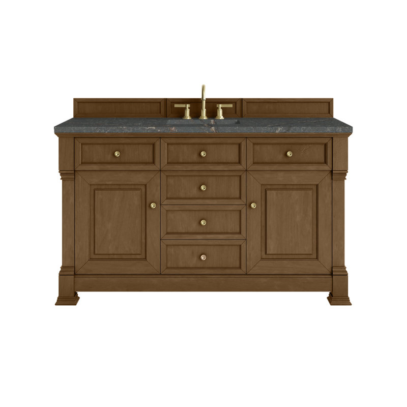Brookfield Single Vanity, Widespread, Honey Oak, Parisien Bleu