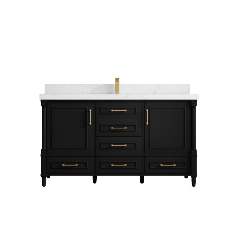 Ensemble de meuble-lavabo simple 60 po Aberdeen, Empira blanc, Noir