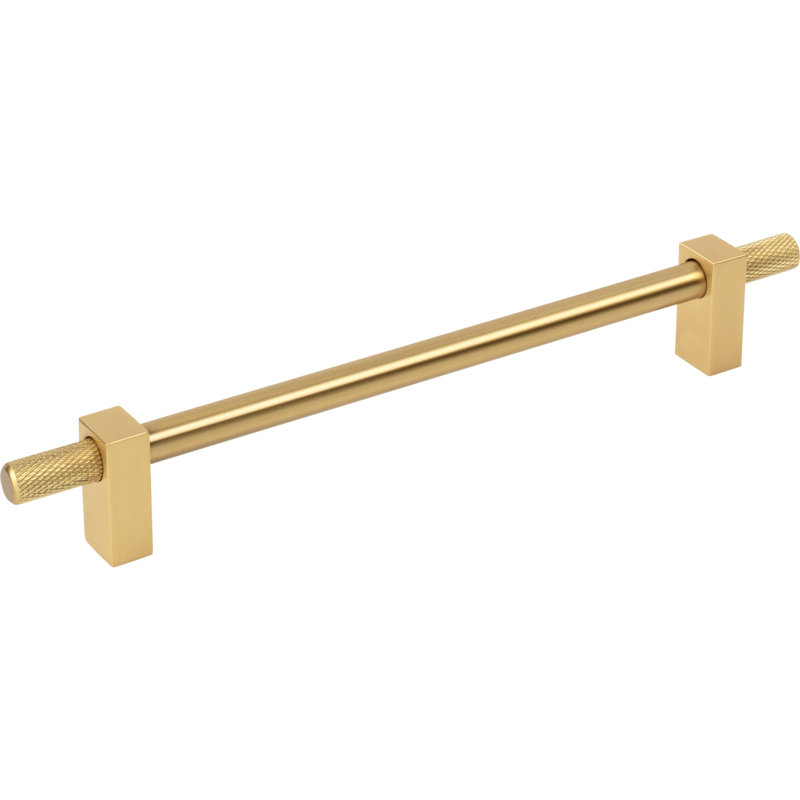 Larkin 4 Knurled Ends Bar Pull, 7 9/16", Brushed Gold