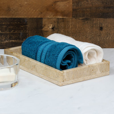 Plateau d'accessoires de salle de bain en marbre poli