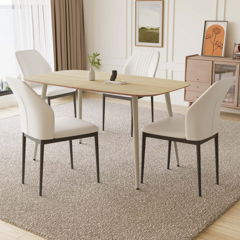 Ensemble de table de salle à manger rectangulaire 55,1 po, table de cuisine moderne, pieds en acier (1 table et 4 chaises)