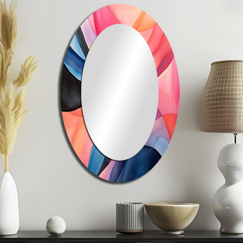 Geometric soft colors patterns V - Modern Oval Wall Mirror, 36" H x 24" W