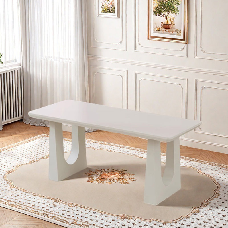 Modern Simple Rock Slab Multi-functional Table, 29.52"H x 55.11"L x 31.49"W, White