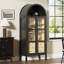 Armoire arquée avec portes en verre, tablette réglable en hauteur et 2 tiroirs-1685364732