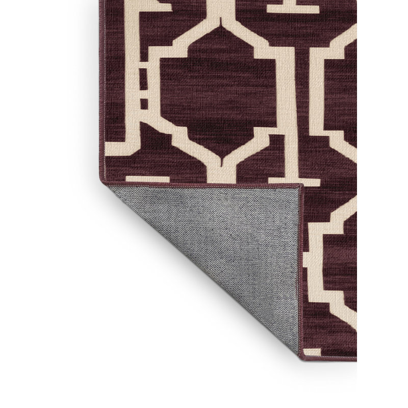 Tapis brun treillis lavable à la machine, Rond 5 pi