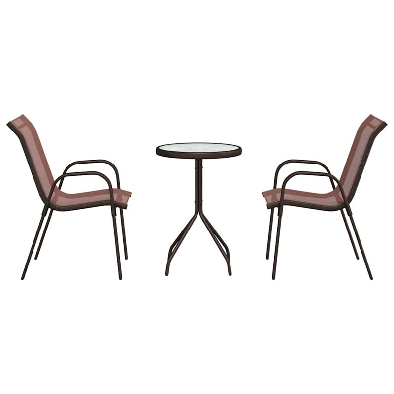 Vidaxl Garden Bistro Set 3 Pcs Steel, Brown