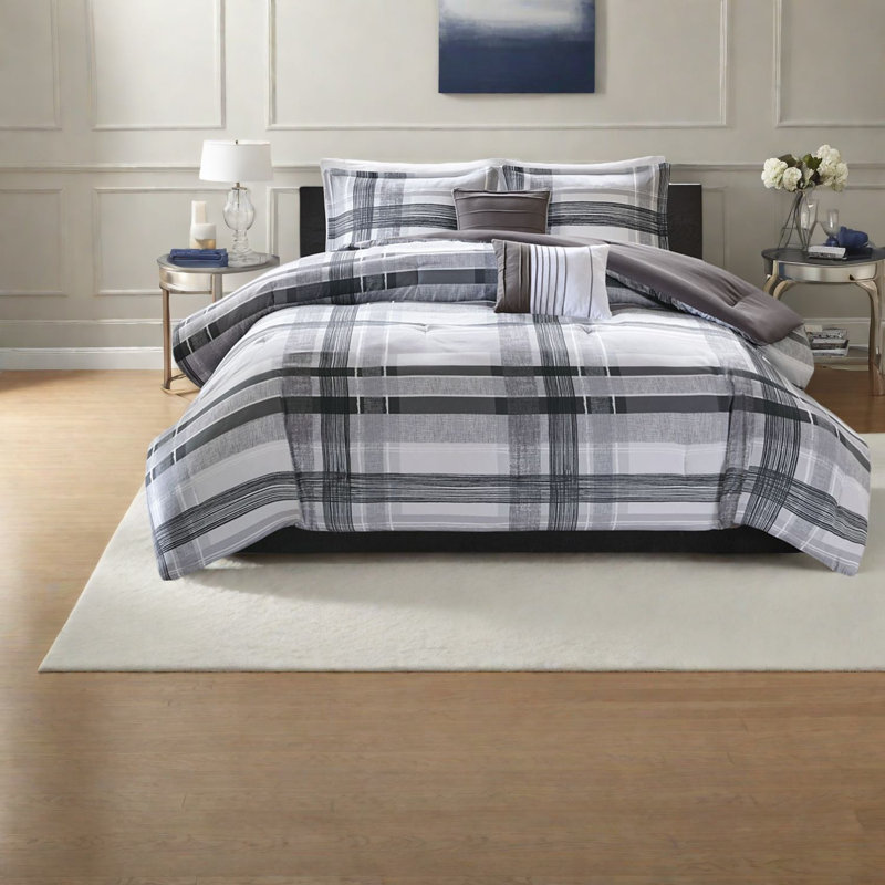 Comfortable Polyester Bedding Sets, Modern Plaid Full Queen For Home