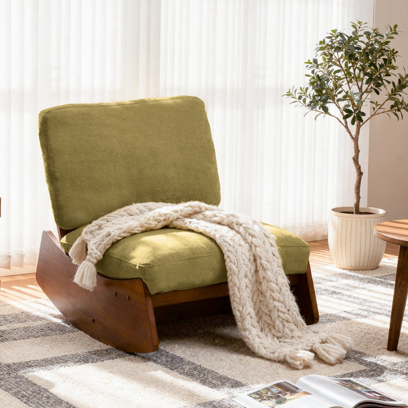 Solid Wood Rocking Chair, Green