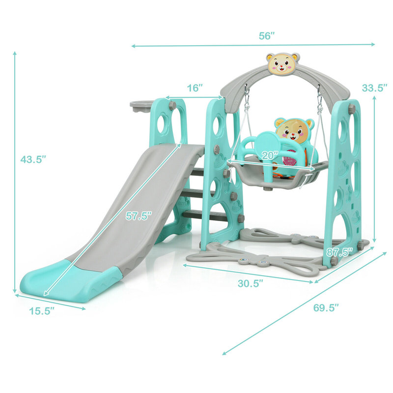 Ensemble de balançoire pour tout-petits 4 en 1, Vert menthe