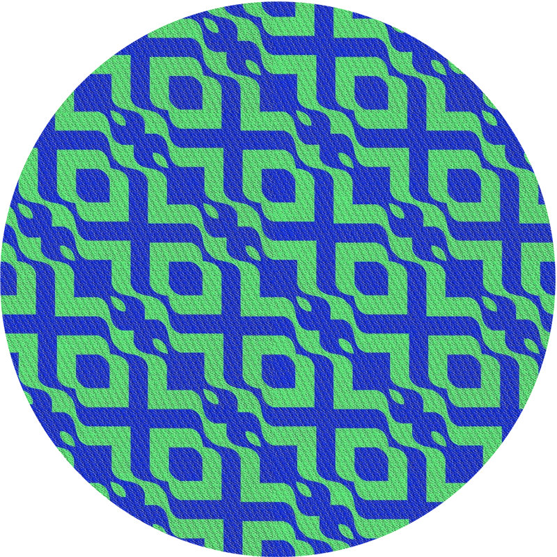Tapis géométrique bleu / vert, Rond 7 pi