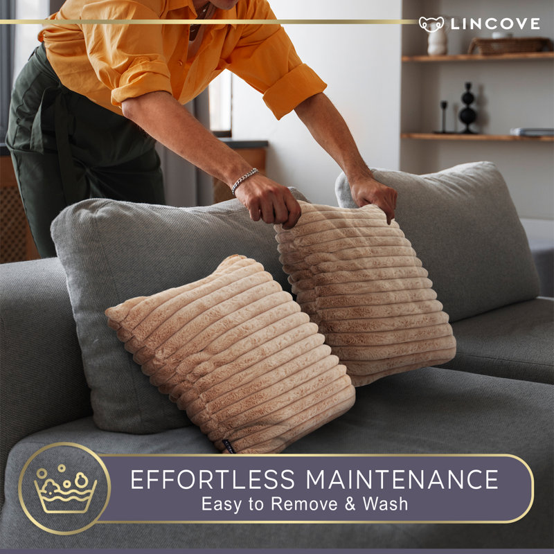 Housse de coussin en fourrure, H 20 po x l 20 po, Carrée