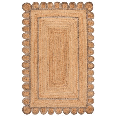 Natural Fiber Handwoven Jute Geometric Indoor Use Only Rug