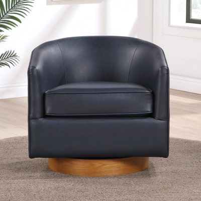 Revêtement en cuir artificiel avec base en tonneau de bois pour les salons confortables - Fauteuil de fonction rotatif en forme