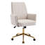 Chaise de bureau en velours côtelé crème avec base dorée élégante et hauteur réglable