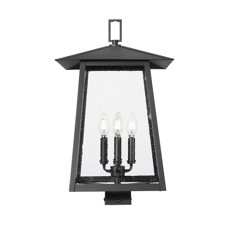 Rainer 4 Light Outdoor Post Mount Fixture in Black, 22.75" H x 13.5" W x 13.5" D